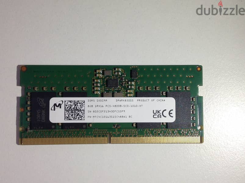 Laptop RAM DDR5 4800 8GB 2X 1