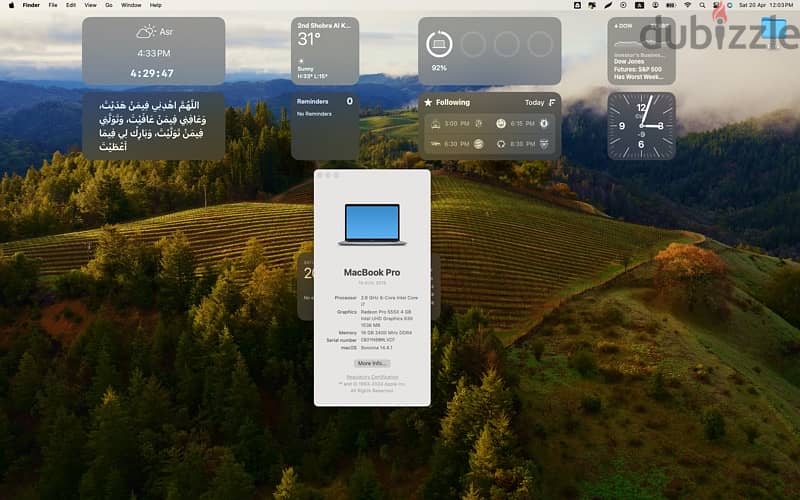 Macbook pro 2019 - Core I7 - 15 inch - 16G ram 4