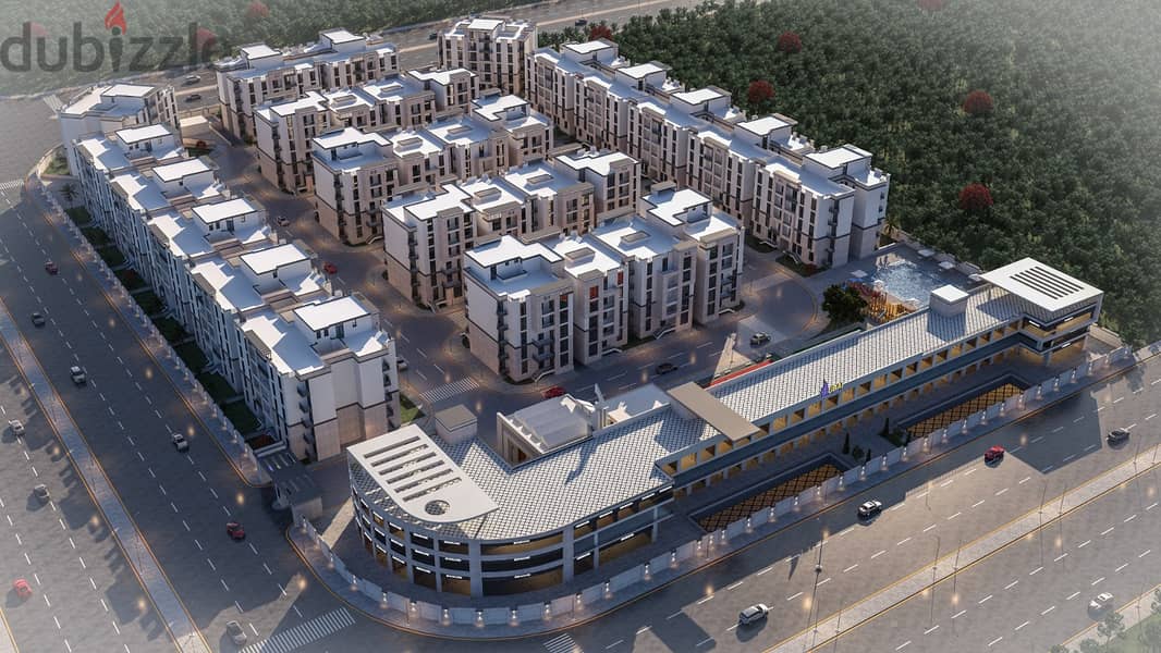 Ground floor 106 sqm with a garden of 47 sqm, down payment of 448 thousand and installments over 5 years, in Al-Noday Street, the Golden Square, next 1