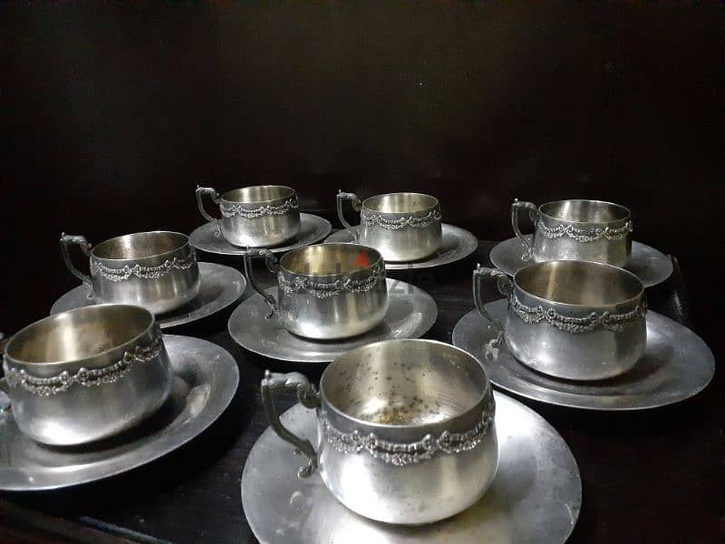 Vintage copper tea cup set 5