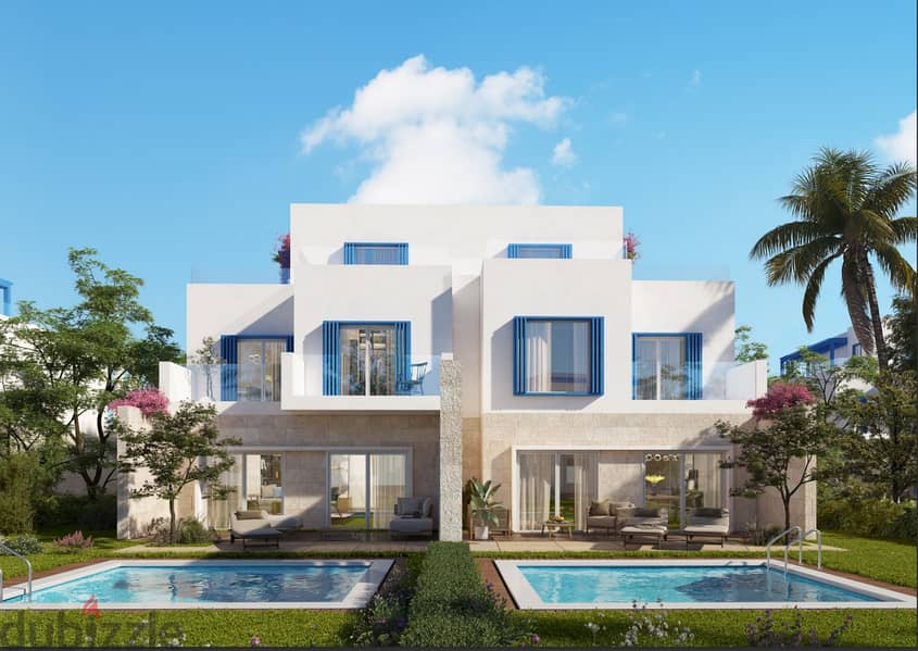 Sea View Third Row Twin House villa in NAIA bay,Ras elhekma North coast best location fully finished with private pool BUA370 Garden300 1