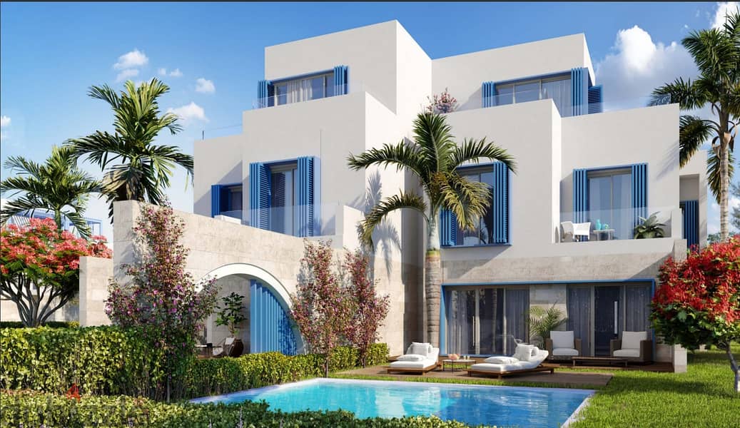 Sea View Third Row Twin House villa in NAIA bay,Ras elhekma North coast best location fully finished with private pool BUA370 Garden300 2