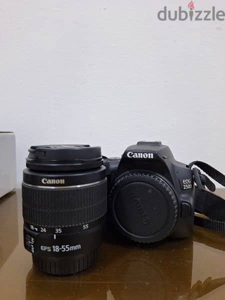 Canon 250D + lens 50 mm f1.8 + lens 18 55 + memory استعمال خفيف جدا 6