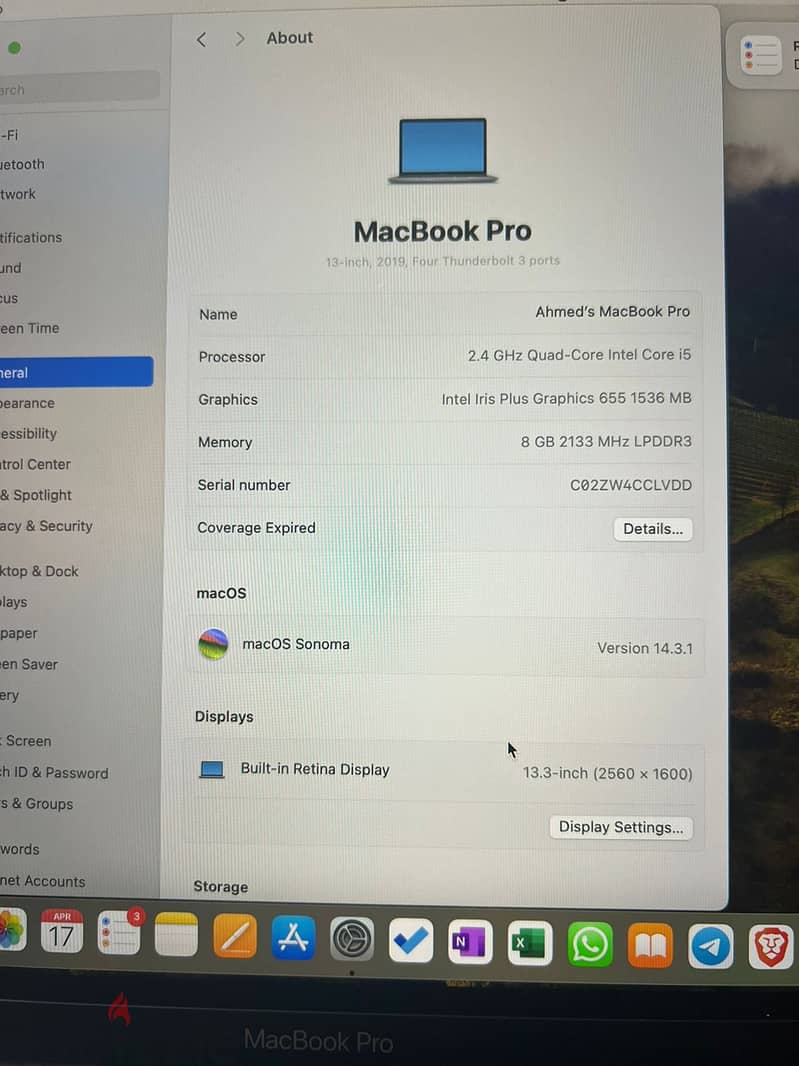 Macbook pro 2019-i5-8Gb 1