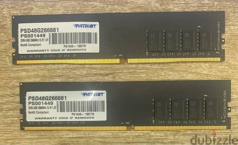 (8gb x 2) ddr4 patriot 2666hz ram sticks