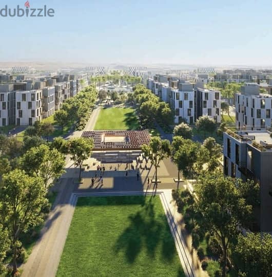 For sale, a fully finished apartment with a distinctive division on the Dabaa axis, next to Al-Ahly Club and Solana, in Sodic Ville, Sheikh Zayed 2