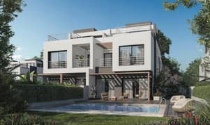 Villa Twin House ready to move 10% Down payment 8 years installment 337  m in Palm Hills New Cairo with least price in special location