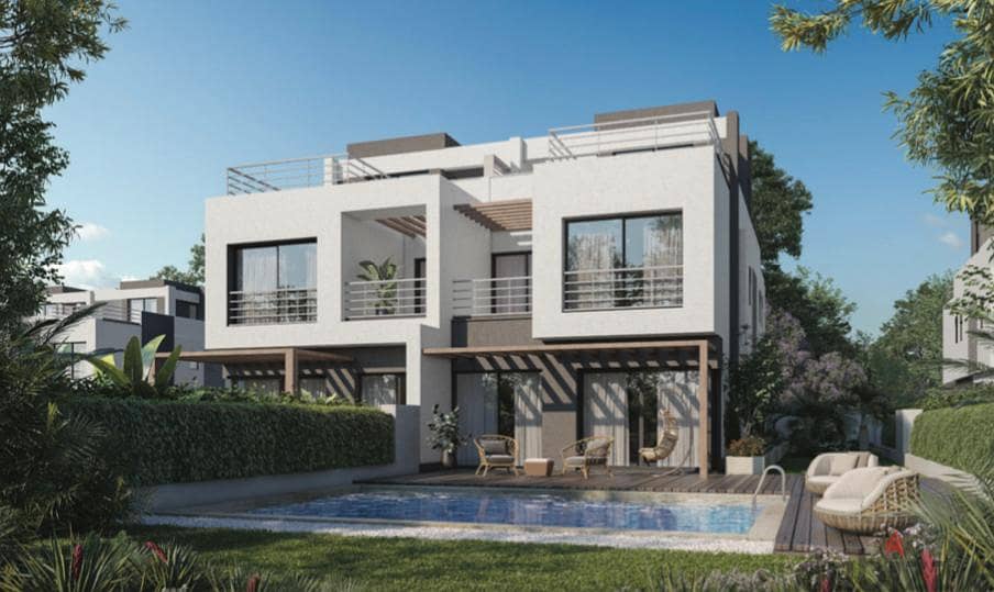 Villa Twin House ready to move 10% Down payment 8 years installment 337  m in Palm Hills New Cairo with least price in special location 0