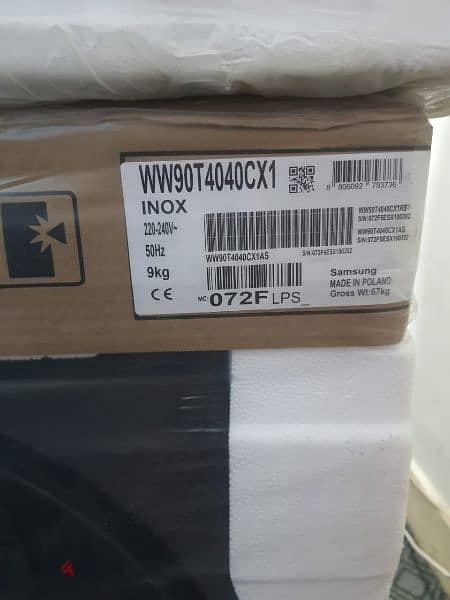 غسالة سامسونج ٩ كيلو جديدة بالكرتونة موديل INOX WW90T4040CX1 بسعر لقطة 3
