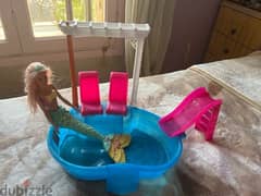 Barbie pool original with slide and chairs, from the states 0