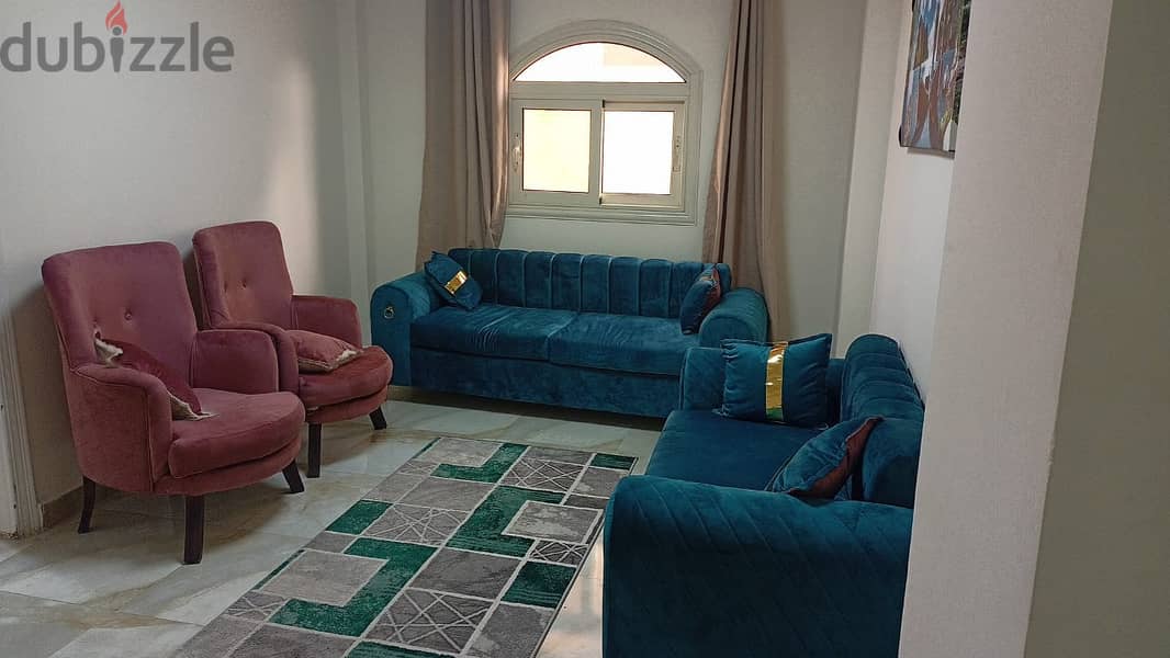 Furnished apartment for rent in Narges buildings near Fatima Sharbatly Mosque  Super deluxe finishing  View Garden 2