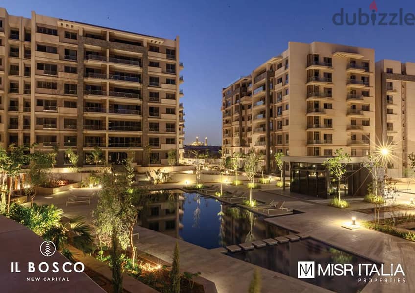 Apartment for sale, immediate receipt, with 10% down payment, in il Bosco, the n ew capital, with Misr Italia 0