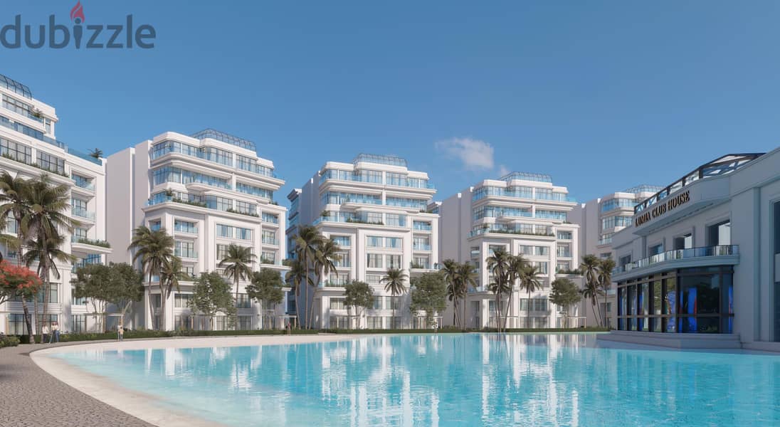 180-meter apartment for sale with a 10% down payment directly on the Lagoon in a full-service compound in the heart of the Administrative Capital 1
