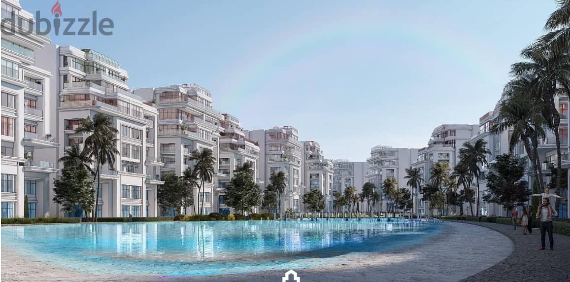 180-meter apartment for sale with a 10% down payment directly on the Lagoon in a full-service compound in the heart of the Administrative Capital 6