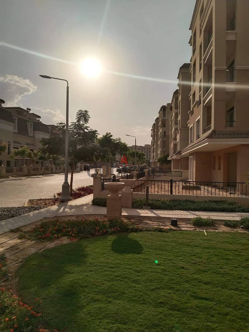 3-room apartment, spacious and distinctive, 144 sqm + private garden 147 sqm, for sale in Sarai Sur Compound, Madinaty Wall, with a 10% down payment 17