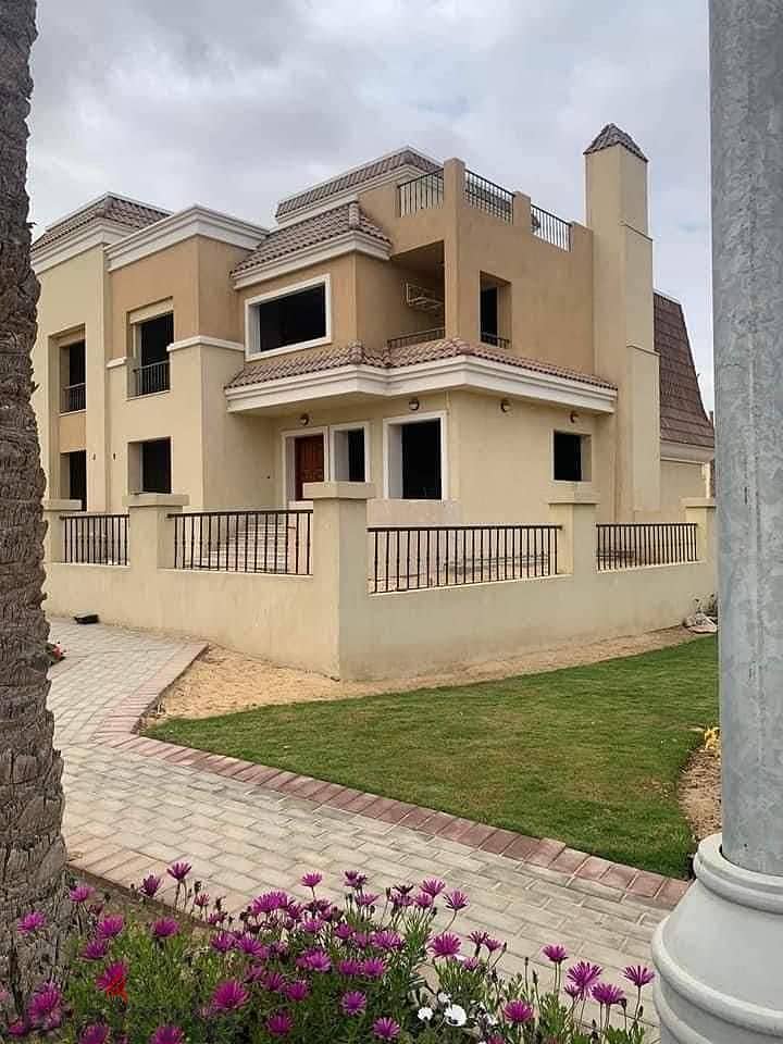 With the best view, S Villa, 239 sqm, with 60 sqm garden and 78 sqm roof, for sale in Sarai Compound, New Cairo, with a 10% down payment. 15