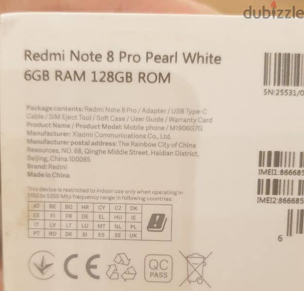 Redmi Note 8 Pro Pearl White 6GB RAM 128GB ROM 6