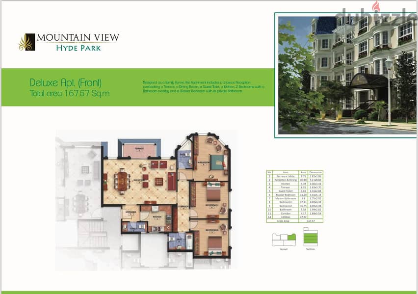 Mountain View Hyde Park     Apartment 167m     3 Bedrooms ( 1 Master + Drissing ) 2