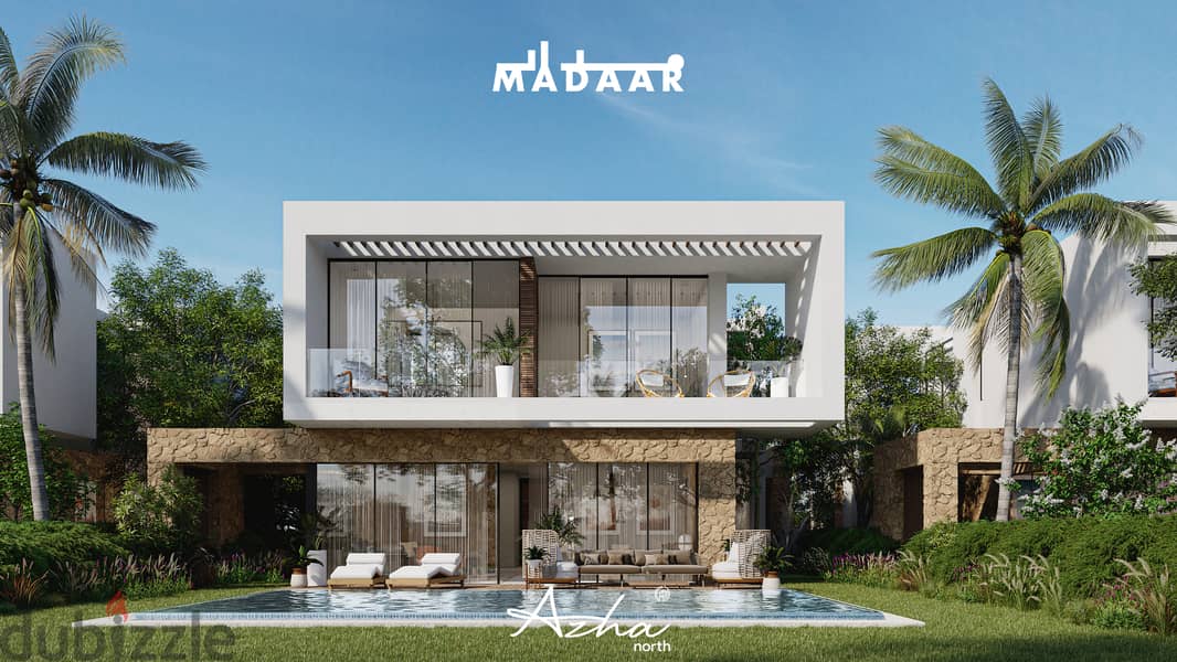 Best Location in azha, north coast standalone villa sea view 4th row 5Bds BUA317 G278 fully finished with ACs and Kitchen Cabinets with 2 parkings 1