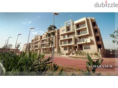 The lowest down payment is for an apartment 132 sqm fully finished with ACs 2 bedrooms   in Al Marasem, Fifth Square, with installments