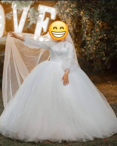 فستان زفاف مستعمل مره واحده 0