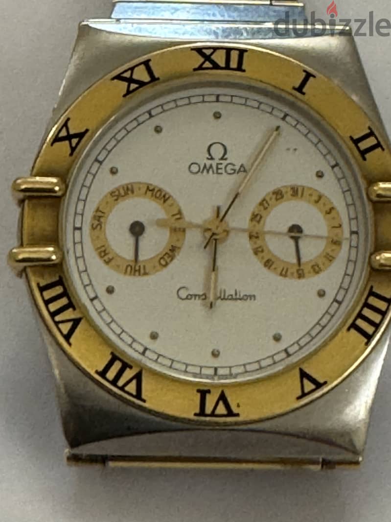 Omega Constellation Chronometer Day Date 18k SS Quartz Watch 1448/431 0
