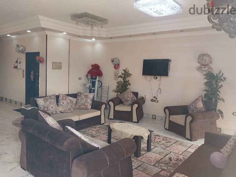 Furnished apartment for rent in Al-Banafseg Villas, near Mohamed Naguib axis and Al-Sadat axis  View Garden 6