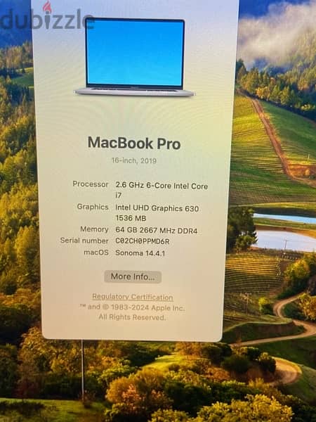 MacBook Pro 2019  16”inch Intel core i7 -  64 giga ram ddr4 500 ssd 6
