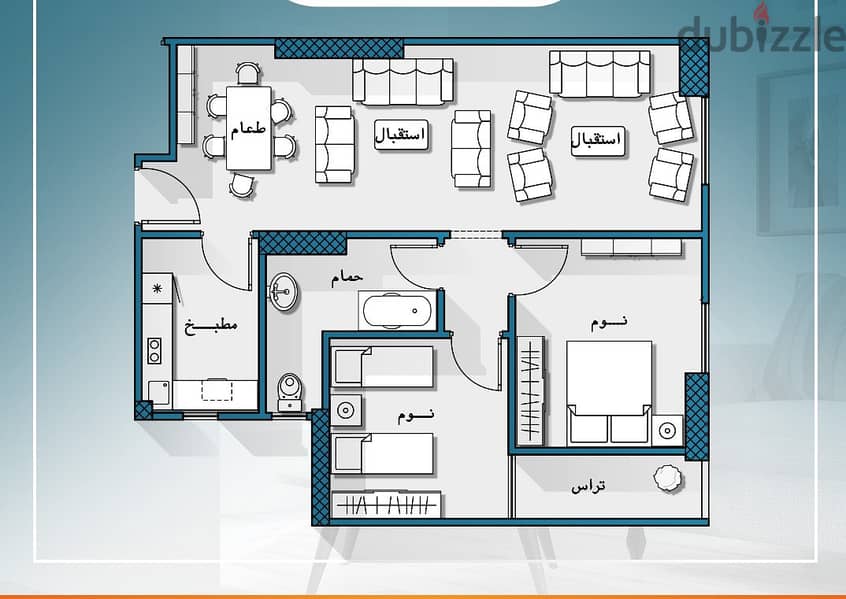 Apartment for sale in Zahraa El Maadi next to Wadi Degla Club, 100 m, two rooms, with payment facilities 1