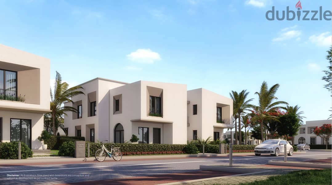 In the Taj City Compound, I recently launched a 158 sqm townhouse corner villa for sale in front of Cairo Airport, Taj City 1
