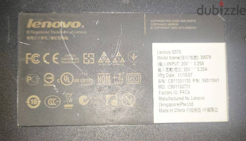 للبيع لاب توب لينوفو Lenovo G570 رامات 4 giga 3