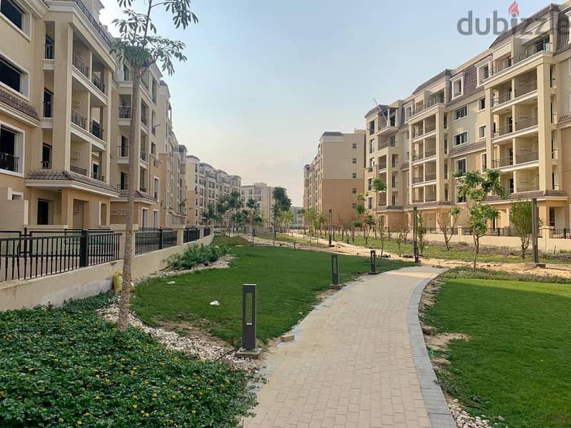 Duplex 136 sqm with 20 sqm garden, fenced with Madinaty, for sale in Sarai Compound in New Cairo, at a special cash price 11