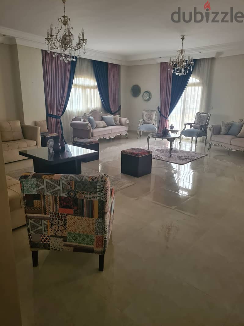 Fully-furnished apartment 210 m. for rent ultra super lux finished in prime location El Banafseg New Cairo 14