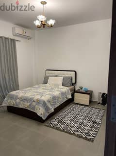 Resale penthouse for sale, fully air-conditioned and equipped with furniture and appliances, in Amwaj Village, North Coast.