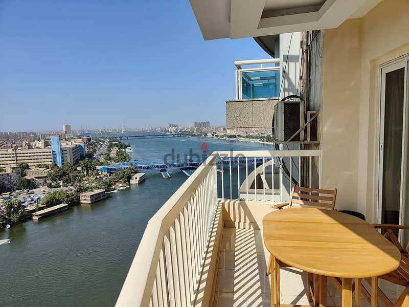 I own a first-row apartment on the Nile, immediate receipt, fully finished + ACs, with an investment contract 6
