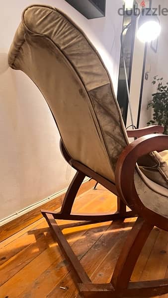 ‎كرسي هزاز خشب زان لون بني vintage chair 5