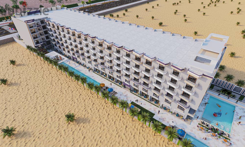 Beach front largest in Hurghada compound with private beach, 6 pools, 4 aquaparks, gym. laundry, security 24h, shops, 5