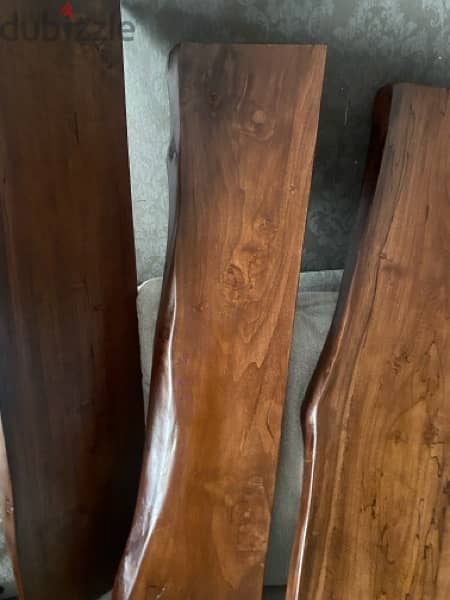 3 wooden shelves - dark brown - custom made from raw wood 1