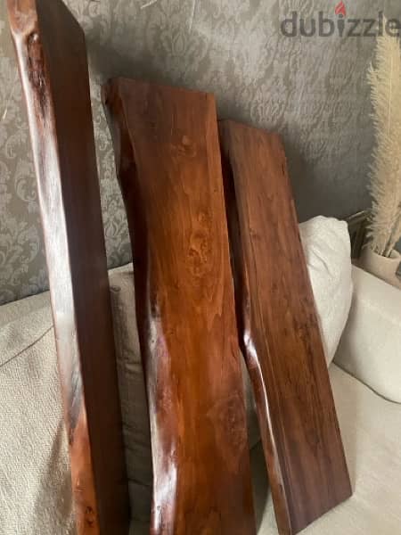 3 wooden shelves - dark brown - custom made from raw wood 3