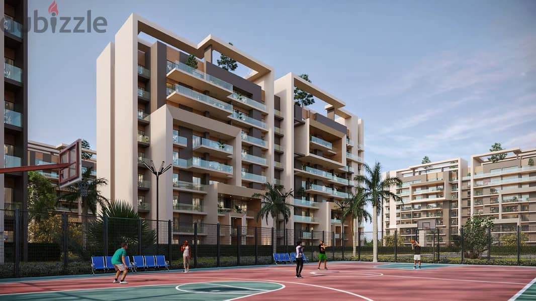 With a 28% discount. . a 120 sqm apartment for sale in installments in the Administrative Capital in City Oval New Capital 5
