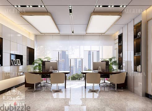 An 86-meter office for sale, fully finished, with air conditioners, immediate receipt, in the Fifth Settlement on Teseen Street 2