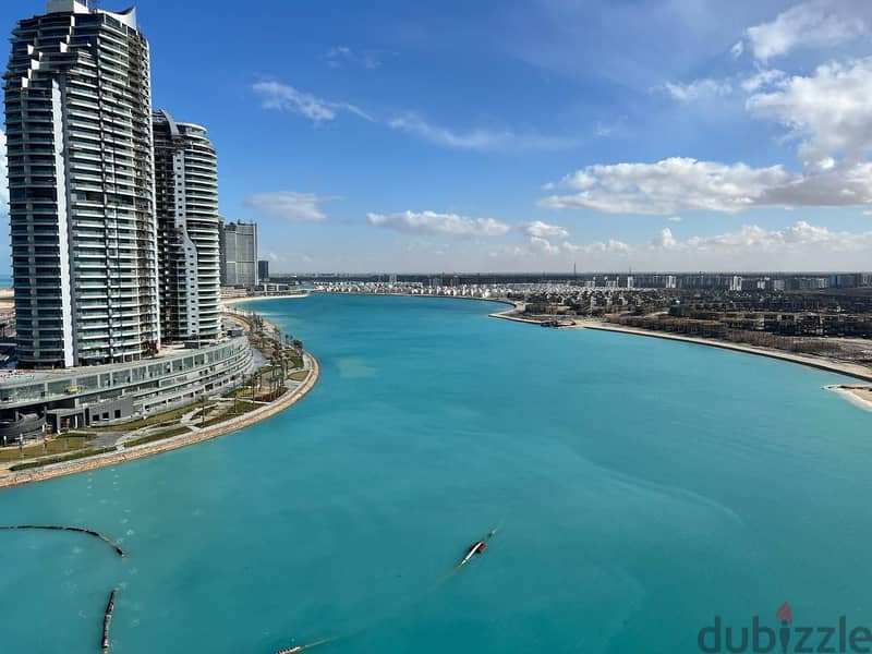 For sale apartment 150 m finished with air conditioners in El Alamein Towers, express sea view, receipt soon, North Coast 1