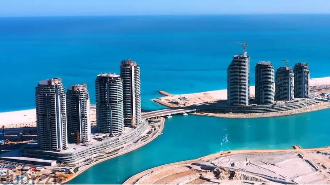 For sale apartment 150 m finished with air conditioners in El Alamein Towers, express sea view, receipt soon, North Coast 3