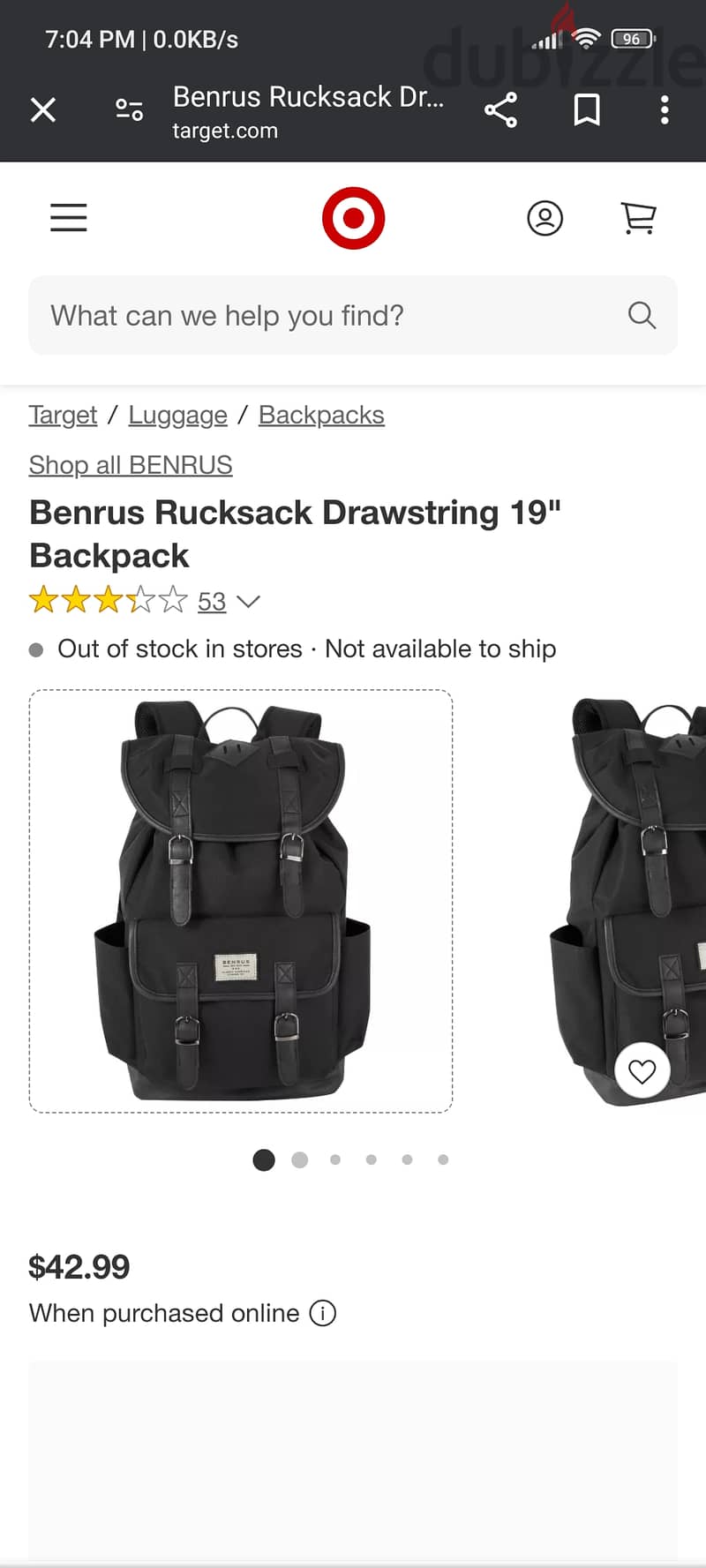 Benrus Rucksack Drawstring 19" Backpack 3