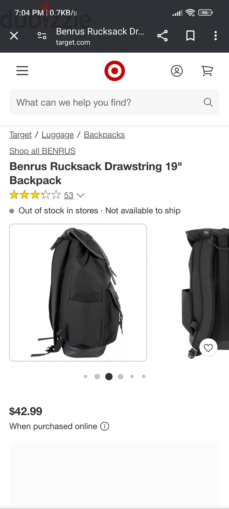 Benrus Rucksack Drawstring 19" Backpack 4