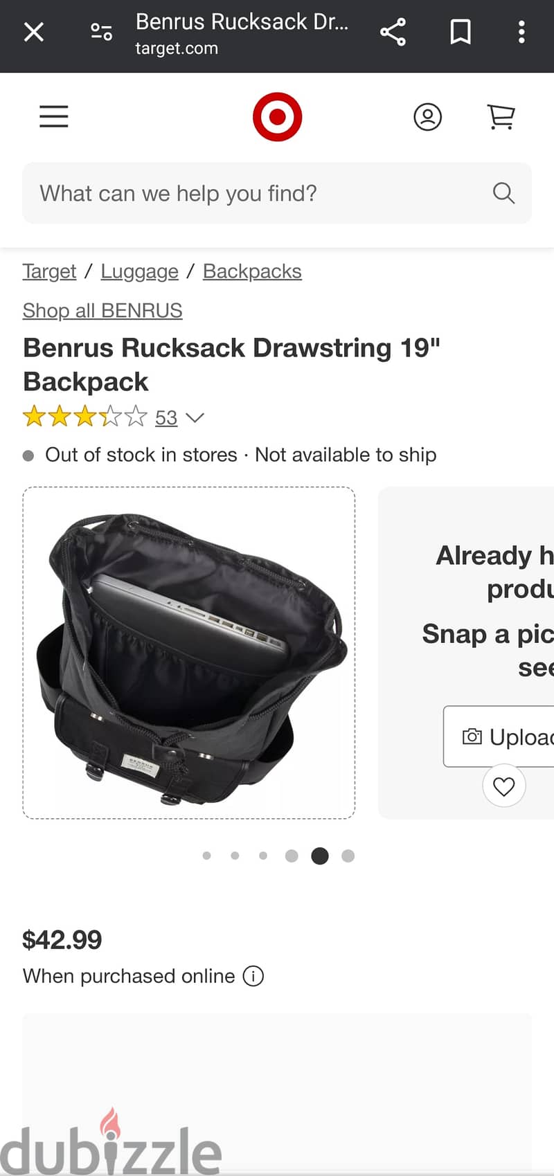 Benrus Rucksack Drawstring 19" Backpack 5
