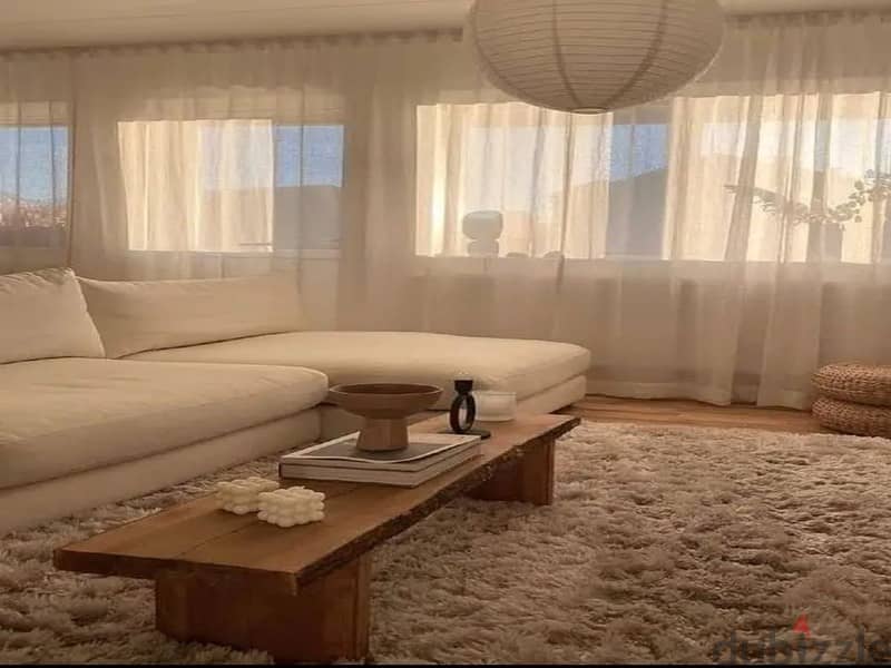 A very special divided apartment for sale in a full-service compound, Direct, on Suez Road, directly in front of Al-Rehab 1