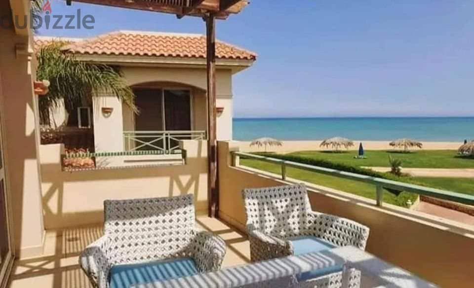 Sky chalet for sale, “3 rooms + maid’s room,” view lagoon in Telal Ain Sokhna village, next to Porto, fully finished, in installments 1