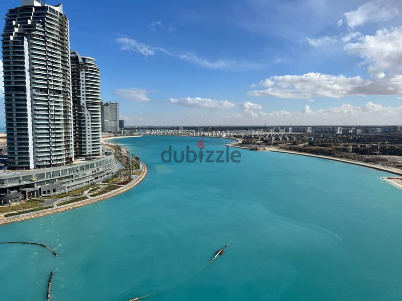 A Fully Finished Hotel Apartment With Air Conditioners, Full Sea View, For Sale With Installments In New Alamein Towers 2