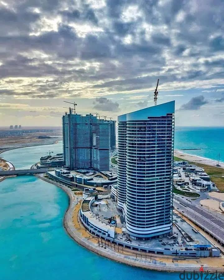 A Fully Finished Hotel Apartment With Air Conditioners, Full Sea View, For Sale With Installments In New Alamein Towers 3